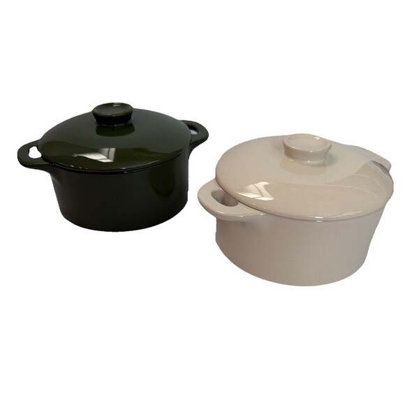 brocc your body Other - Brocc Your Body Round Ceramic Cocotte Mini Dutch Oven Green & White